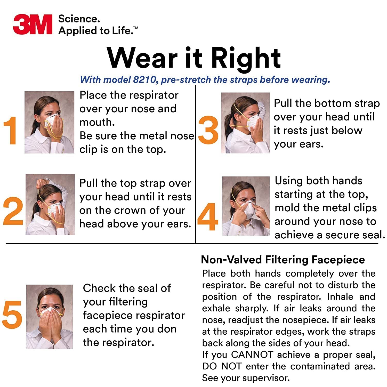 3M Personal Protective Particulate Respirator 8210, N95, Box of 20 Smoke, Dust,