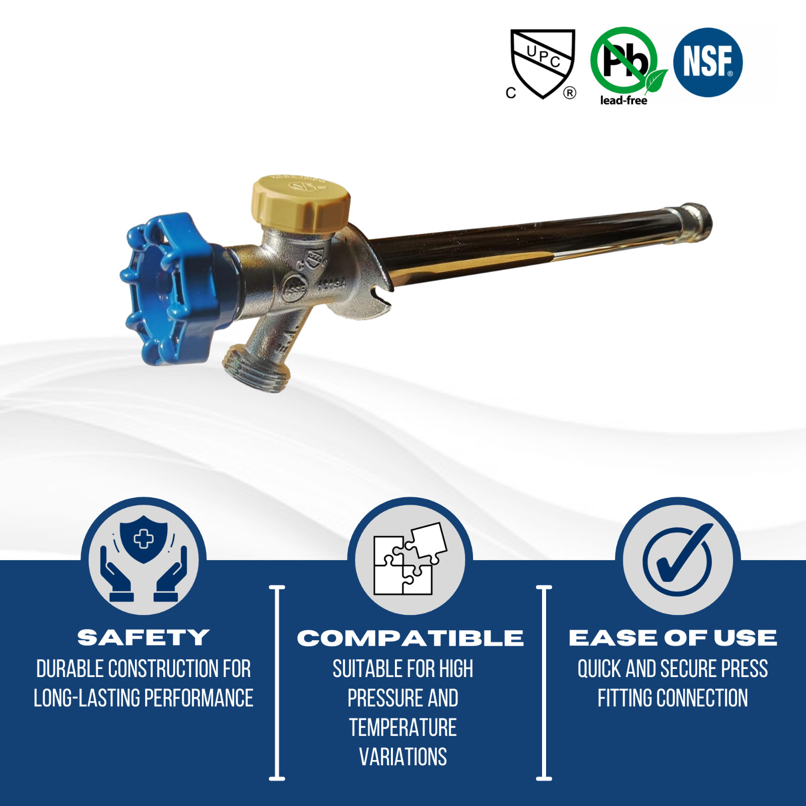 1 Pc. Anti-Siphon Frost Free Sillcock 10″, 1/2″ Push Fit x 3/4″ GHT Garden Valve