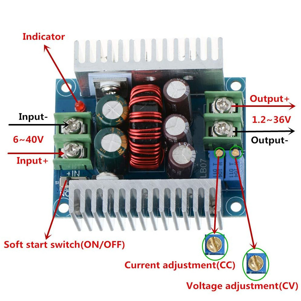 20A 300W Synchronous Buck Module DC Step Down Voltage CC Power 5V 12V 24V 36V