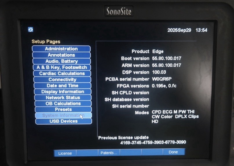 SONOSITE EDGE PORTABLE ULTRASOUND SYSTEM (Transducer Recognition Error)