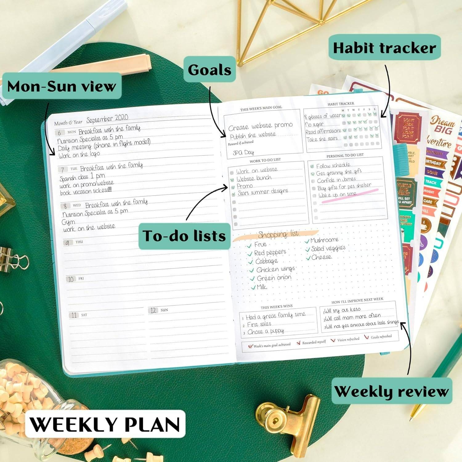 Legend Planner Weekly & Monthly Life Planner A5 (Turquoise)