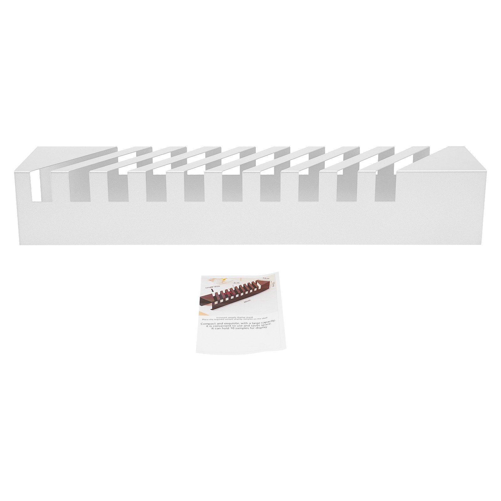 10-Slot Tile Display Rack Tabletop 45° Sample Stand White Iron