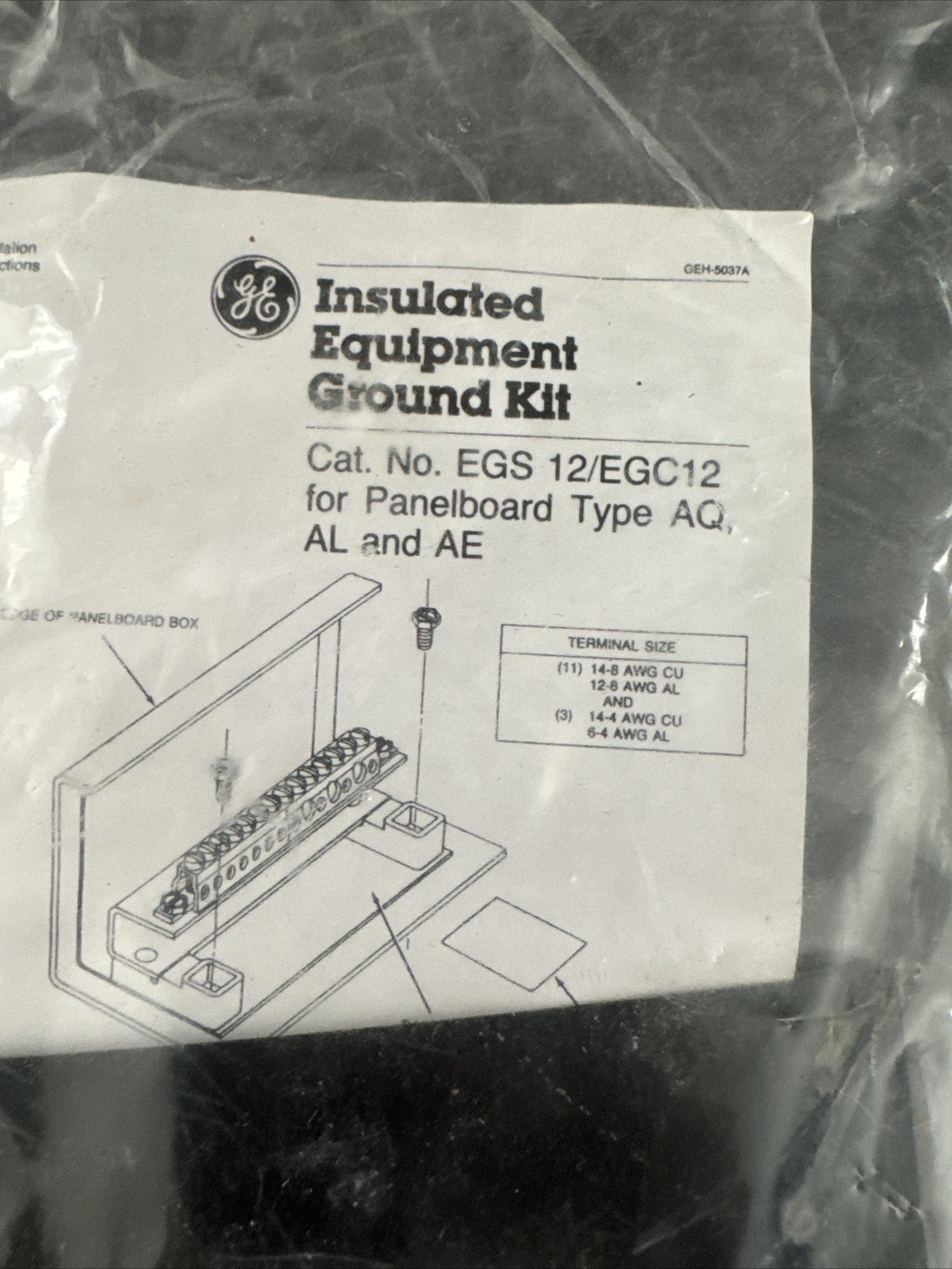 EGS12/EGC12 General Electric Insulated Equipment Ground Kit