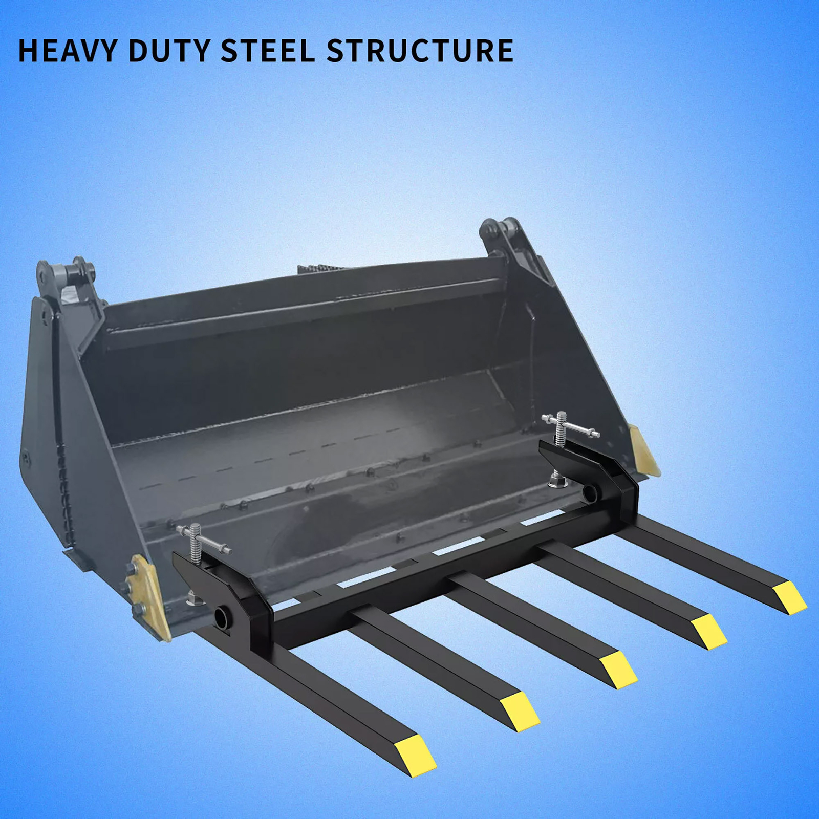 42″ Clamp on Heavy Duty Debris Fork for Tractor Skid Steer BucketsTrash Forks US