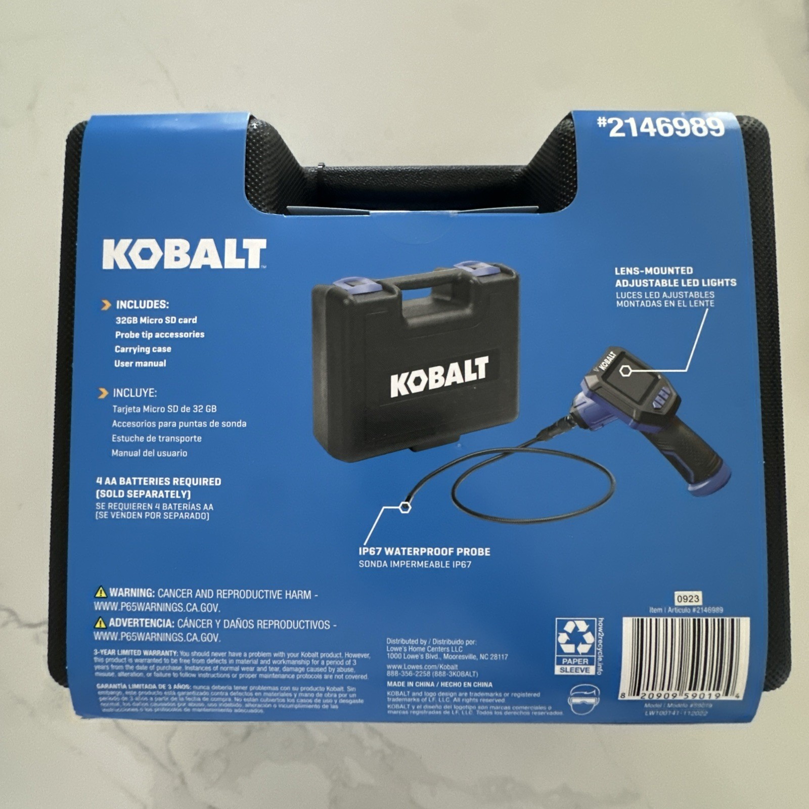 Kobalt Handheld LED Inspection Camera w/ 32GB Memory Card & Hard Case New