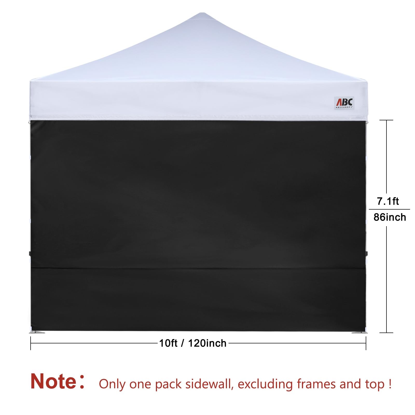 ABCCANOPY 10×10 Instant Canopy SunWall Sidewall Black 1-Pack – No Frame Top