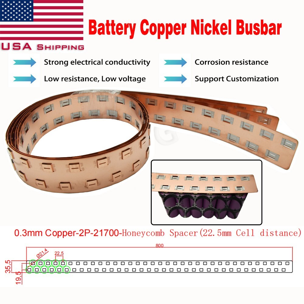 3PCS 31.5″ Pure Copper-nickel Strip 21700 Battery Busbar For Ebike Energy Build