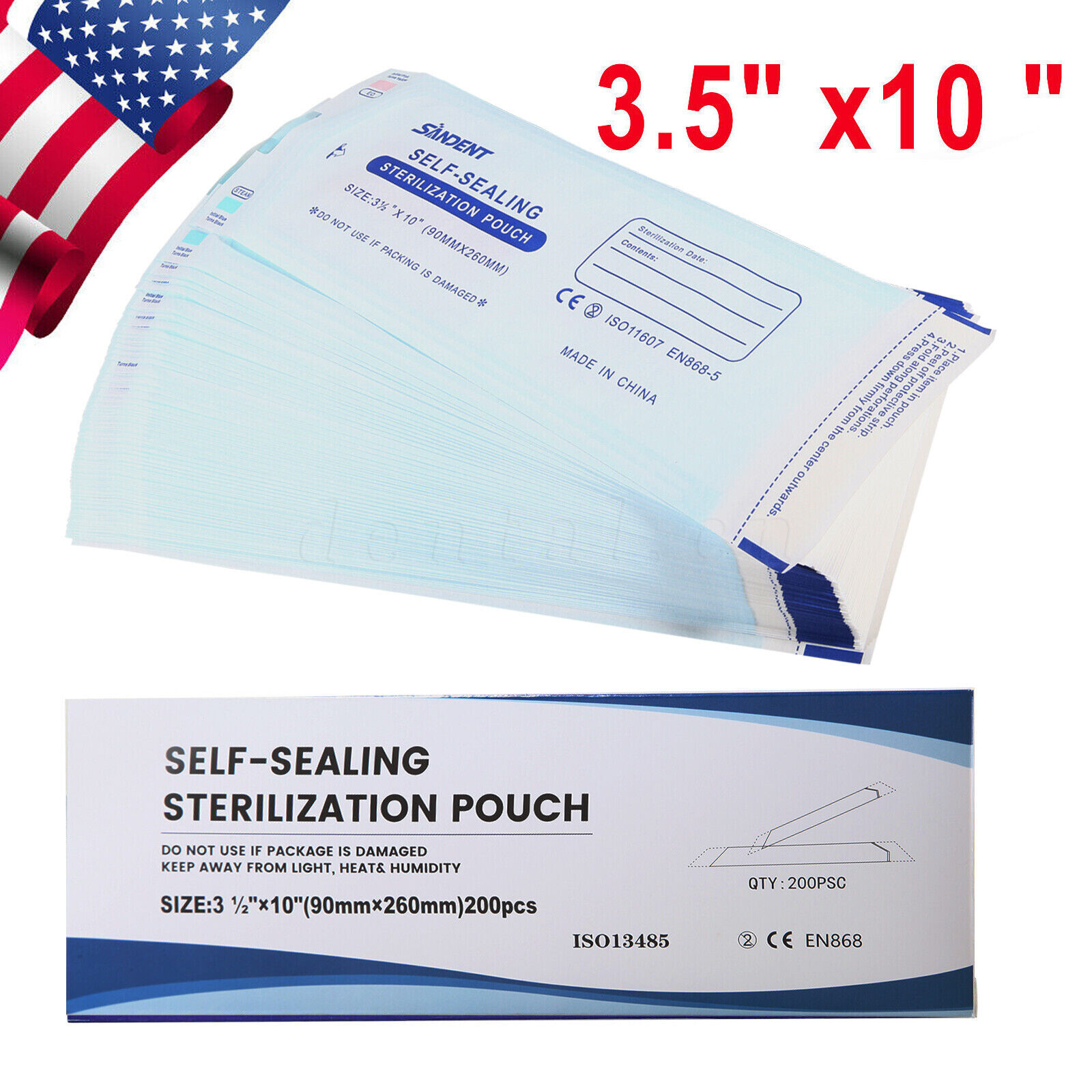 up to 10000 Sterilization Pouches 3.5″ x 10″ Dental Medical Self Seal Pouch Bag