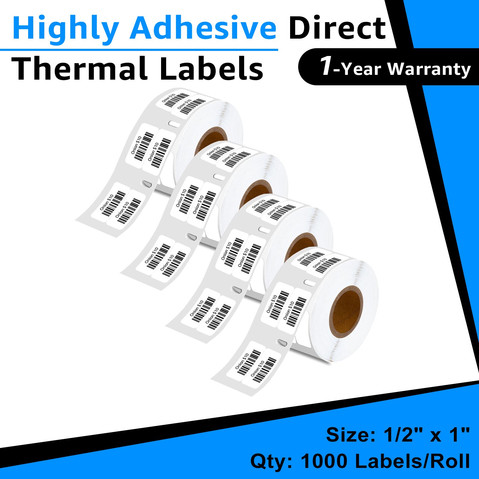 4 Rolls 1/2″x1″ Extra-Small Multi-Purpose Direct Thermal 1000 Labels 30333