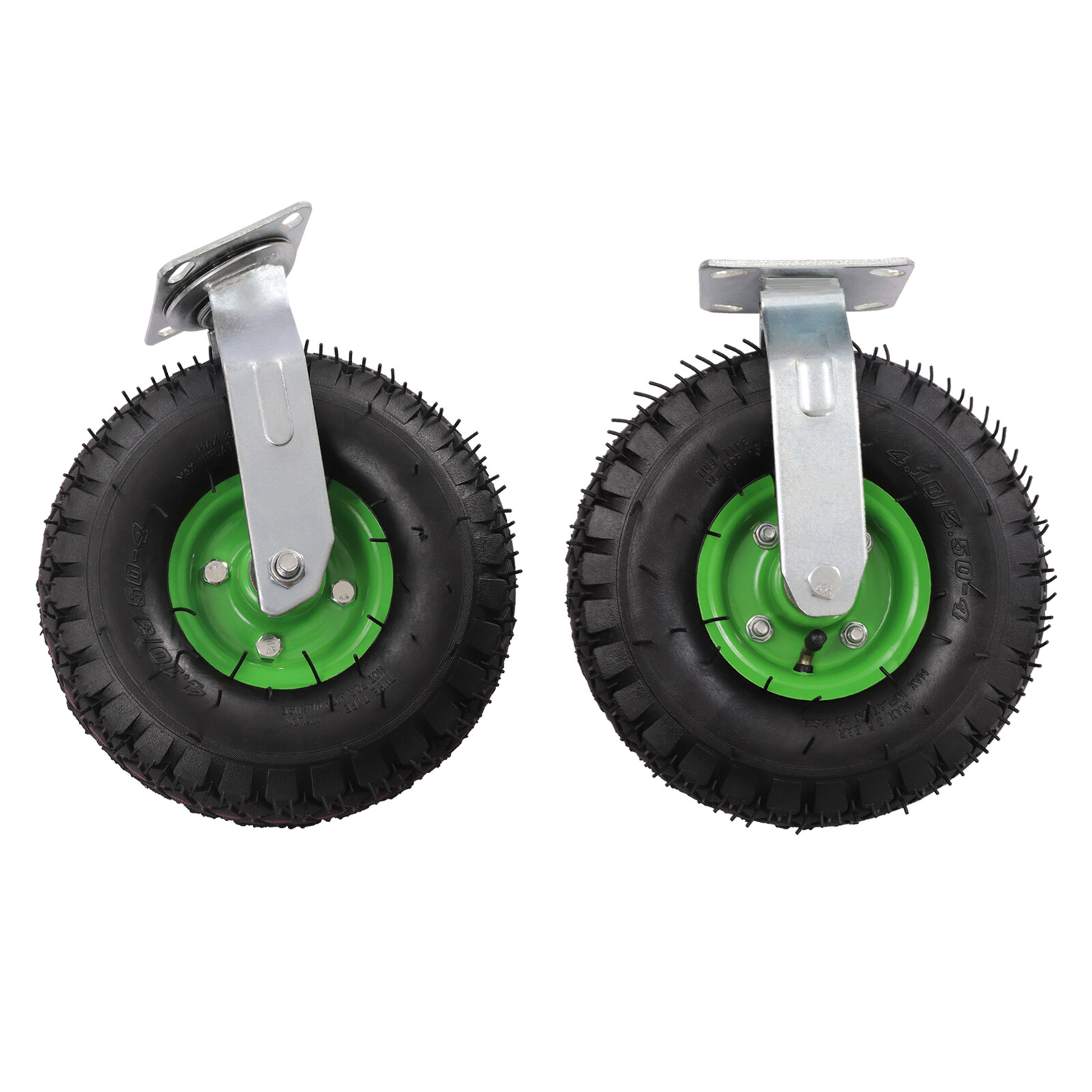 4-Pack 10in Pneumatic Swivel & Rigid Cart Casters, Heavy-Duty Air Tires