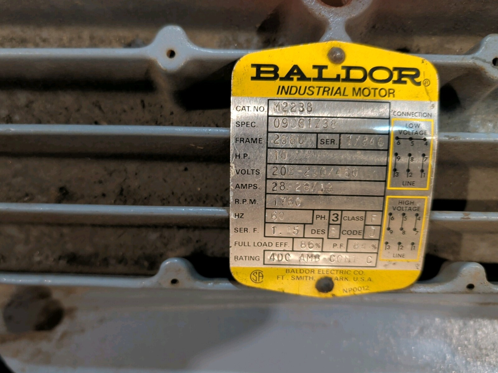 BALDOR INDUSTRIAL MOTOR M2238 10HP 1760RPM 3PHASE – NEW (OLD STOCK)