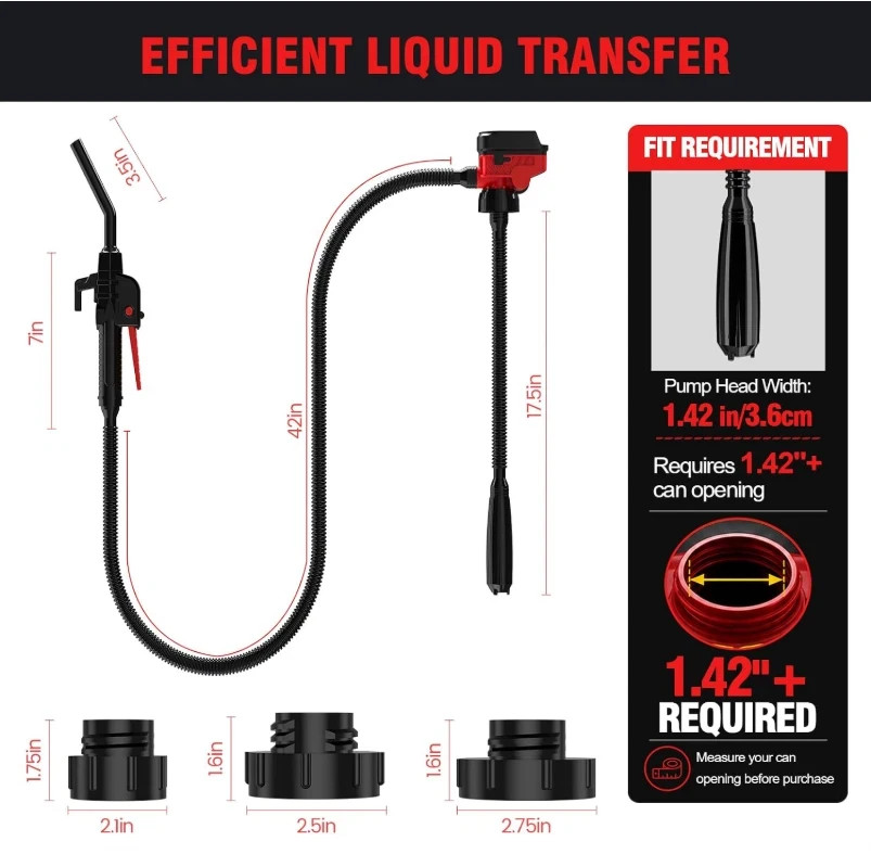 Fuel Transfer Pump for Milwaukee M18 Battery (Not Included) – Cordless 3.7 GPM
