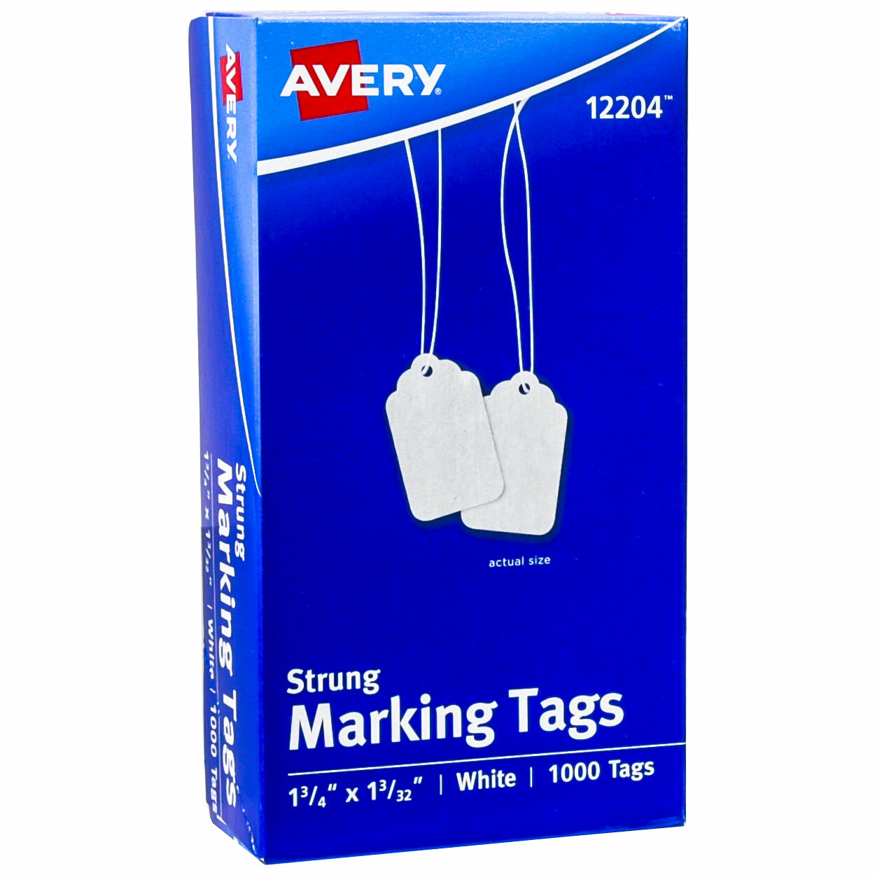 Avery 12204 Strung Marking Tags, 1-3/4 x 1-3/32″, White, Box of 1000
