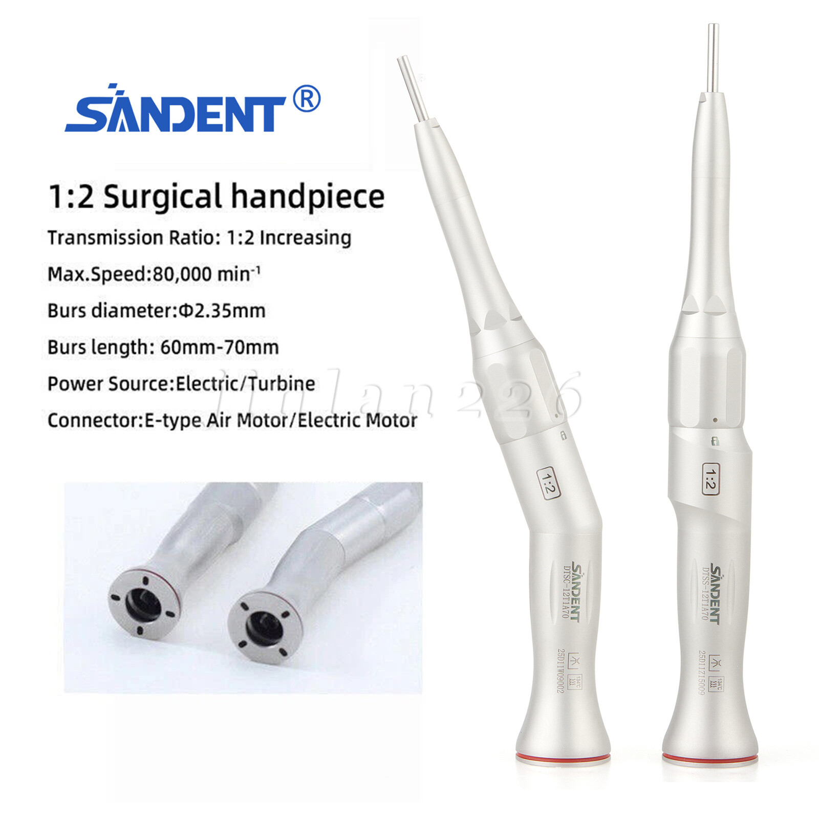 Dental Surgical Straight Handpiece 1:1 1:2 Oral Surgery 20 Degree External /Nose