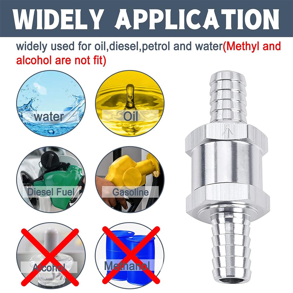 2pcs 12mm 1/2″ Fuel Non-Return One Way Check Valve Petrol Diesel Oil Aluminum