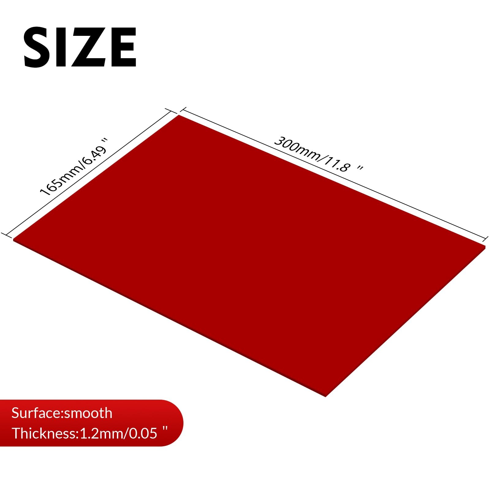 Laser Engraving Blank Red ABS Double Color Plastic Sheet 11.8×6.49×0.05 In