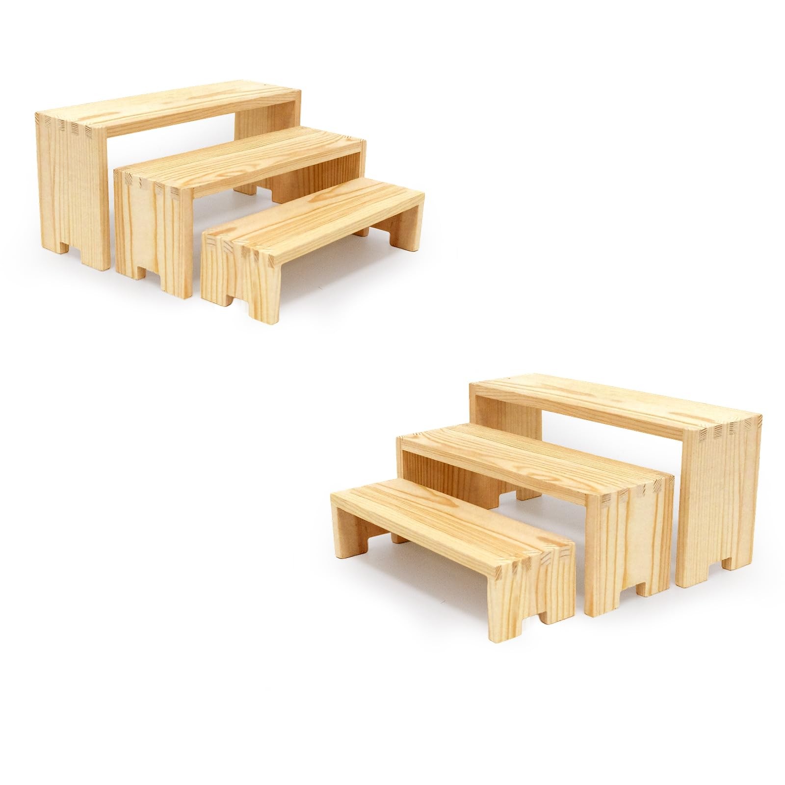 2 Set Wood Display Risers Wooden Stand Riser 3 Tiered Display Stands for Vend…