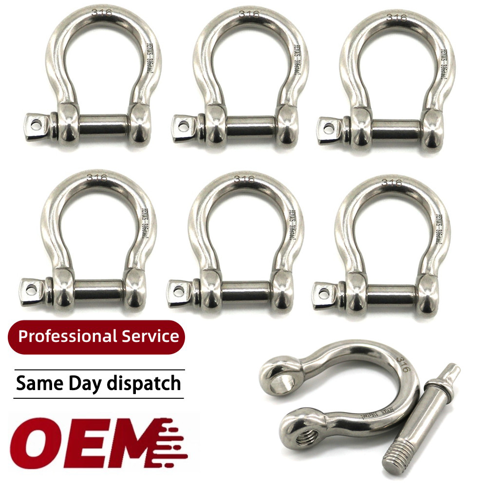 6 Pack 1/4″ Stainless Steel D-Ring Shackle Heavy Duty Screw Pin Anchor Shackle