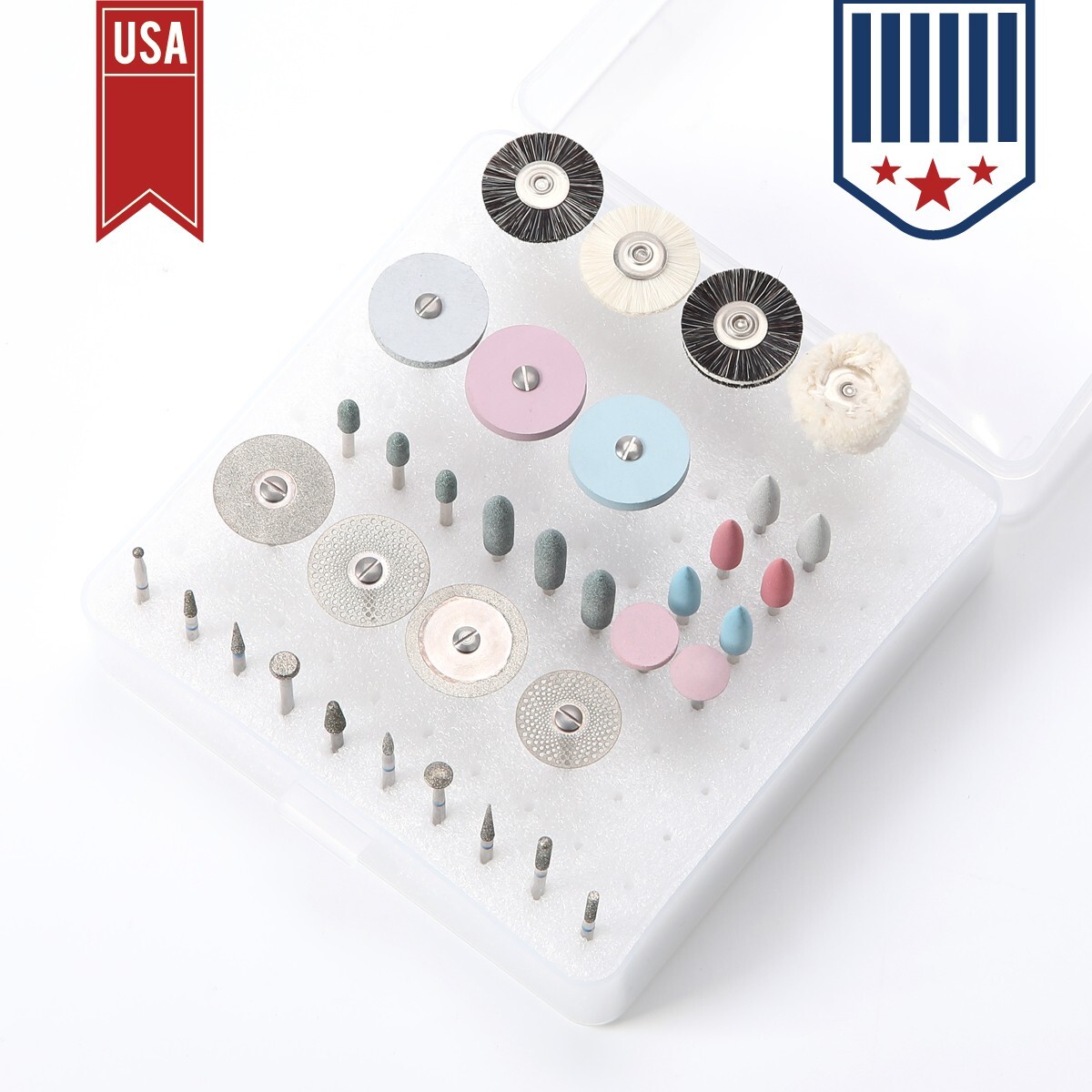 35Pcs Dental Lab Polishing Kit For Ceramics Porcelain HP 2.35mm Handpiece Burs