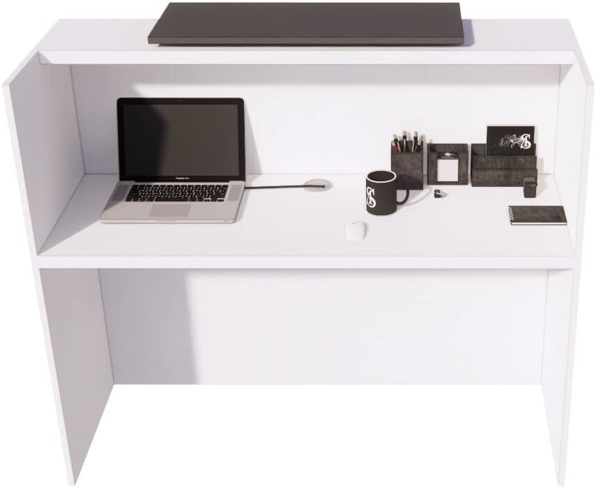 53″ Modern Reception Desk, Transaction Counter Top Laminate Standing Front Table