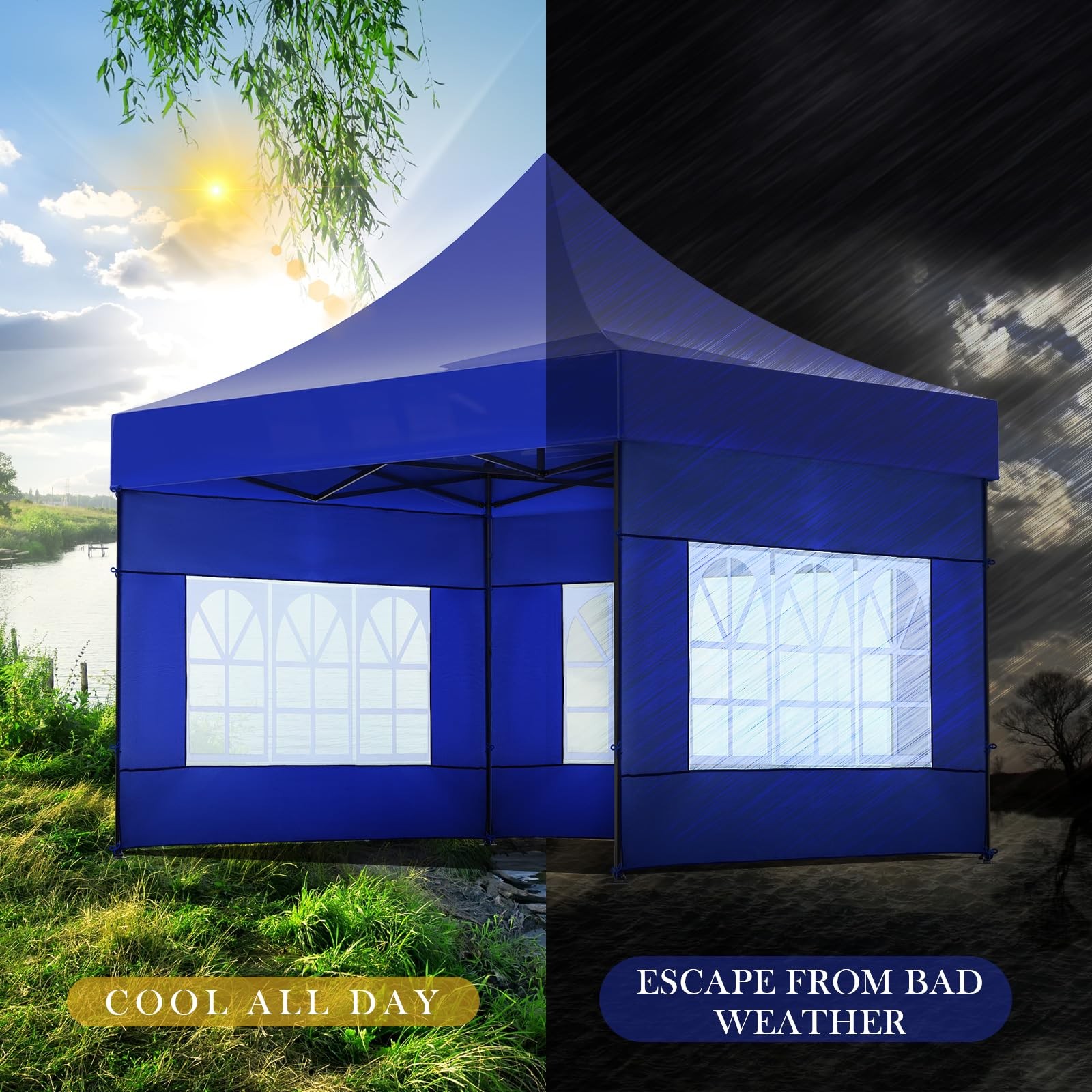 Windyun 4 Pcs Sidewall For 10 X 10 Canopy Frame Sidewall Window Wall Only