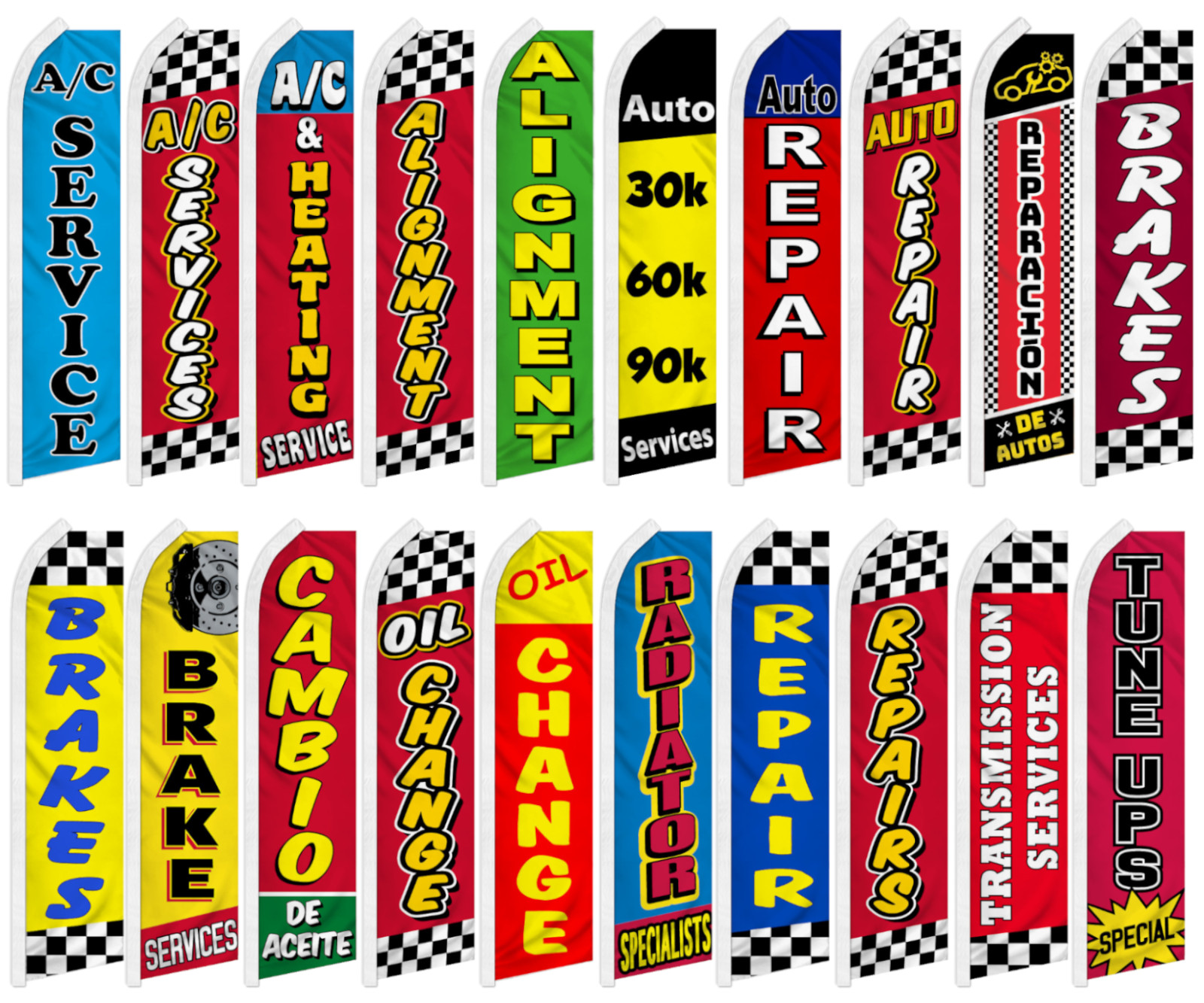 Mechanic Advertising Feather Swooper Flutter Flag Brakes Oil Change Transmission
