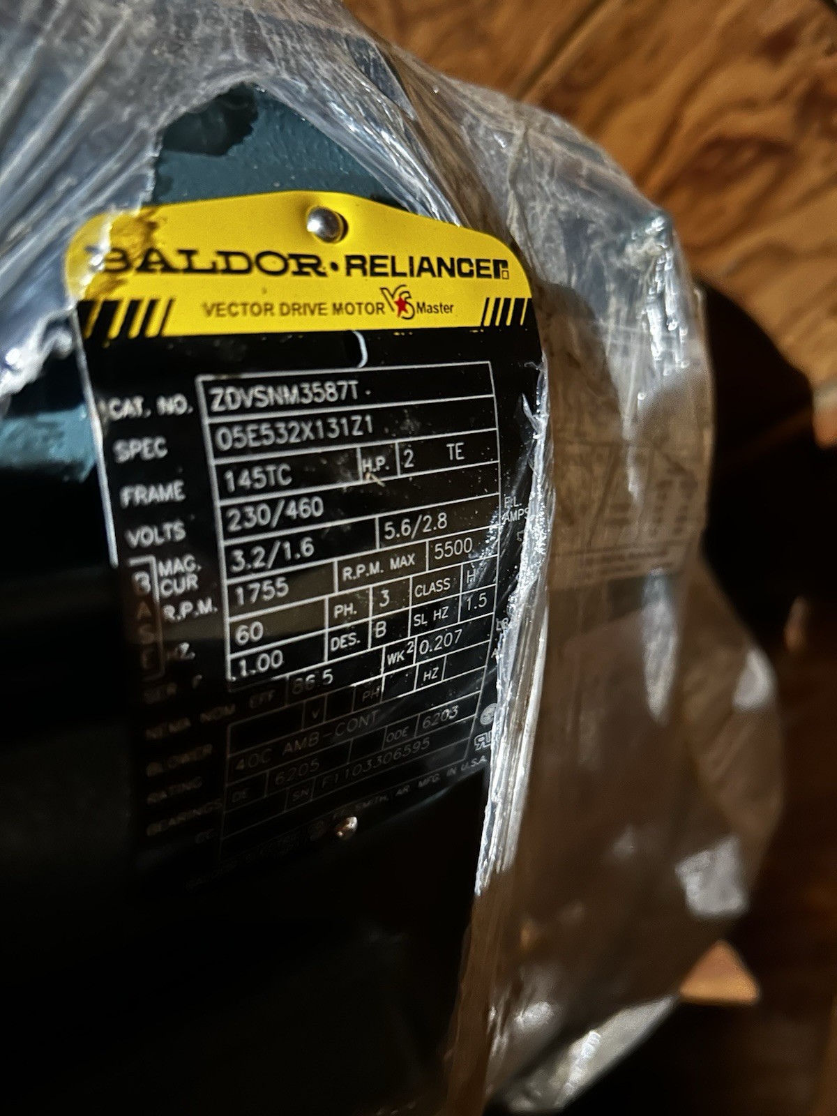 Baldor Reliance Brand Electric Motor New Never Used On Factory Plywood