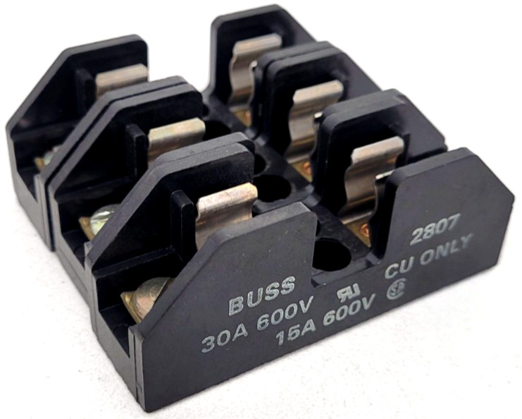 Lot of 3 – 2807 Bussmann 30 Amp 600V Fuse Holder – Next Day Option