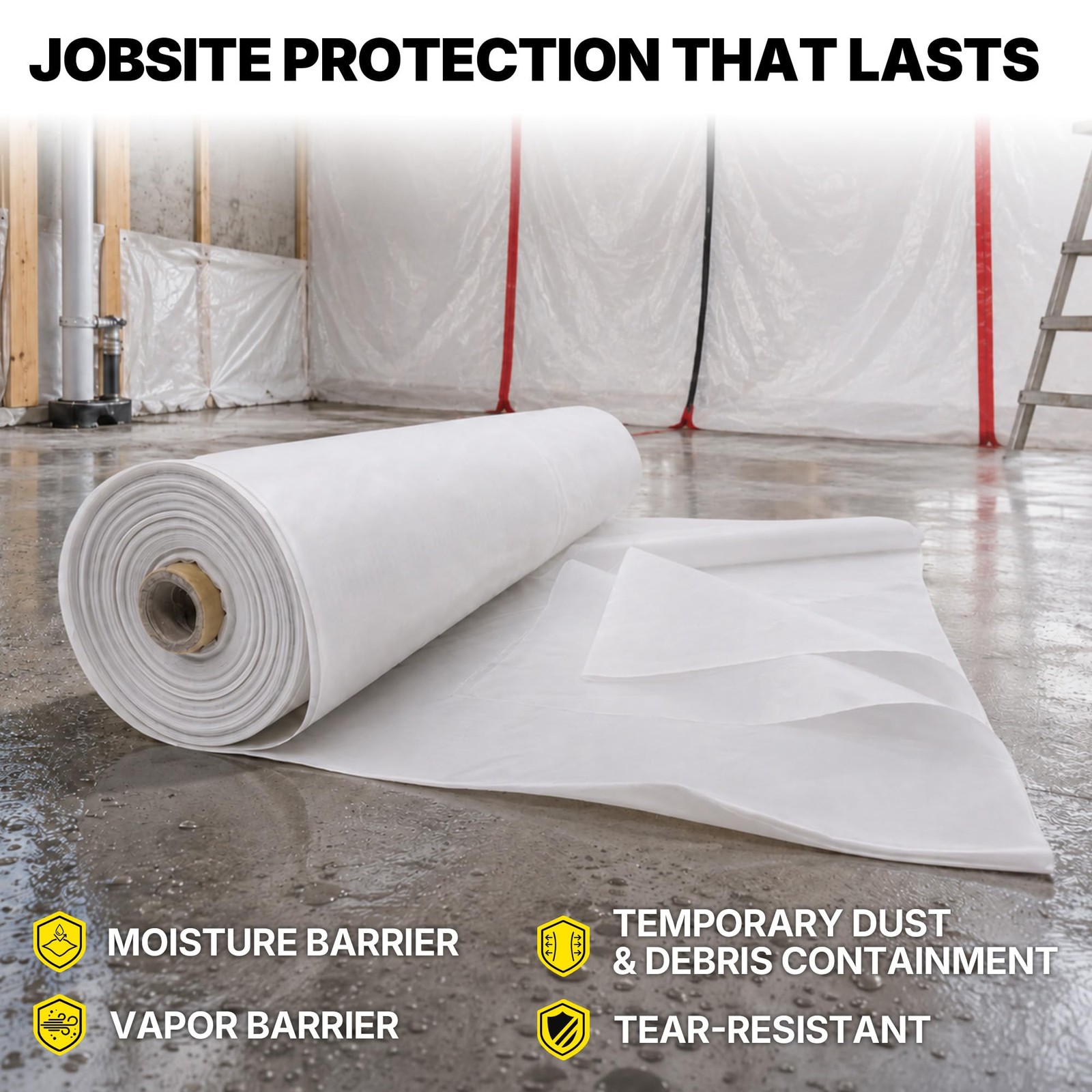 Lauco Heavy Duty Plastic Sheeting 10′ x 100′ Roll, 6 Mil Clear Polyethylene