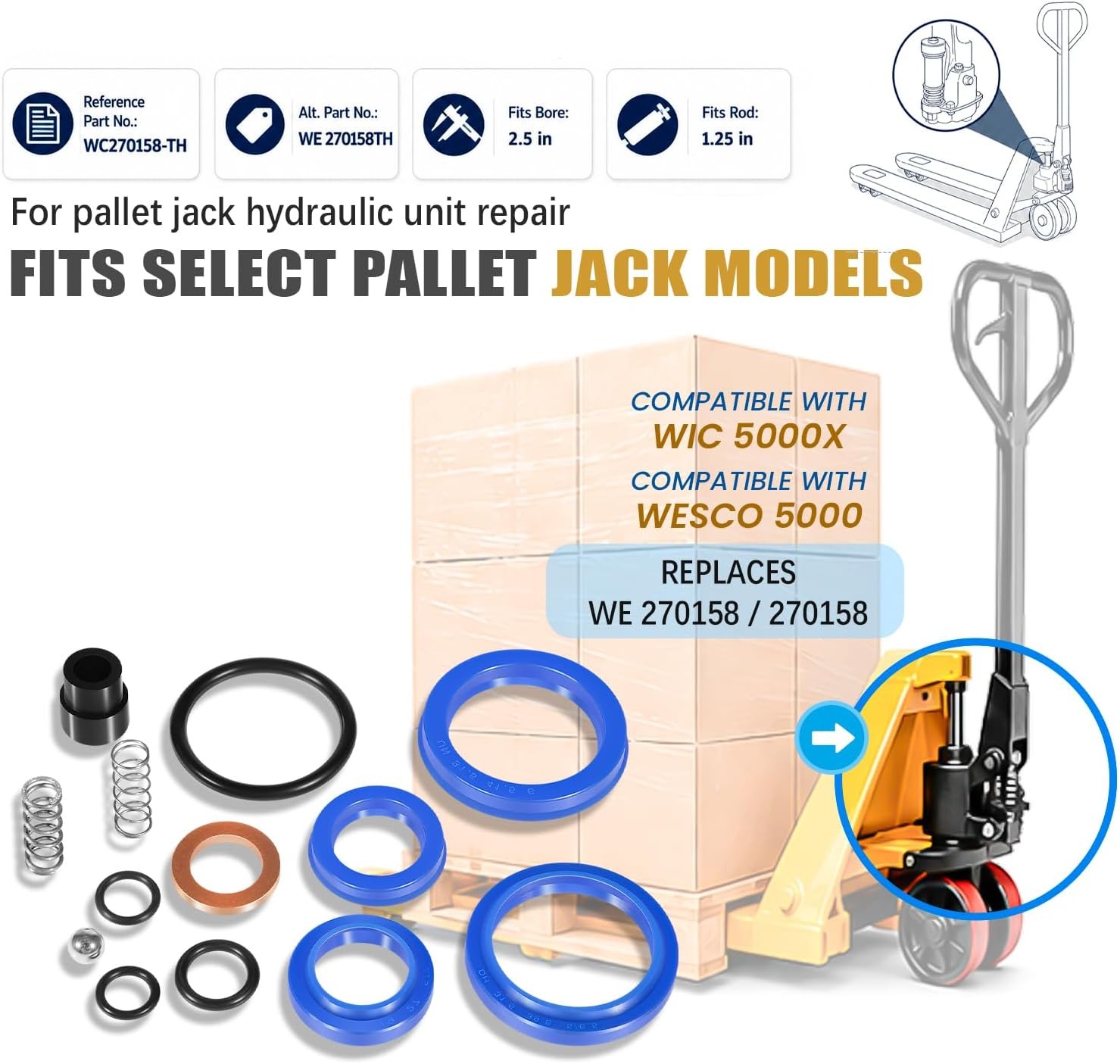 Seal Kit for Pallet Jack Mule Wesco 5000 272748 WIC 5000X Wesley WE 270158