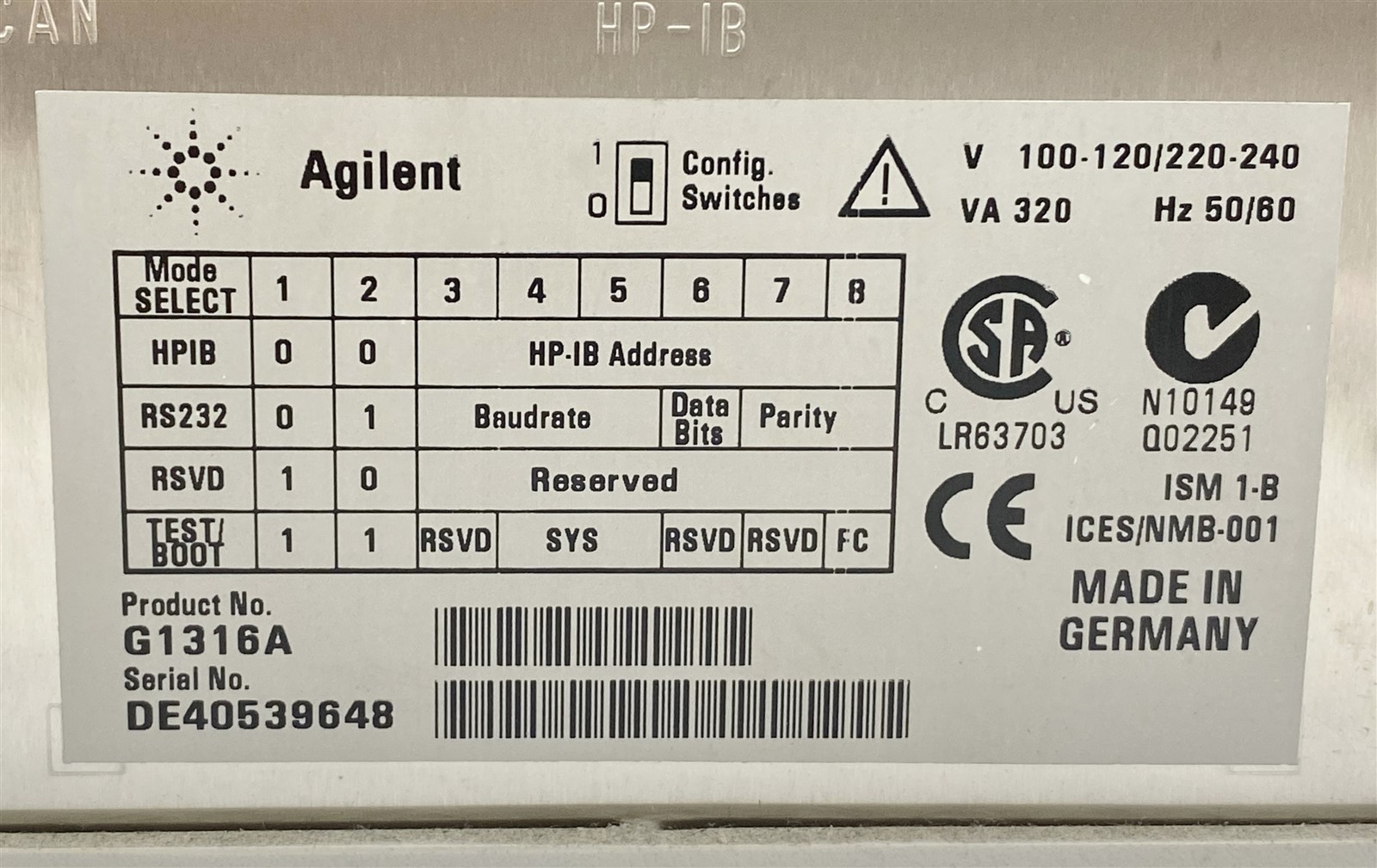 Agilent HP 1100 Series G1316A HPLC ColCom Column Compartment