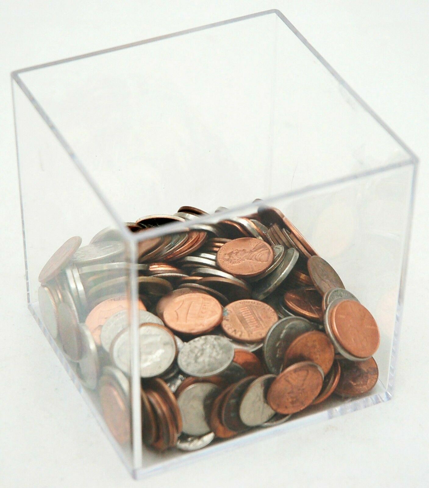 2 x Clear Plastic Cube Box 3.5″ Desk Organizer Pen Post-it Holder office display