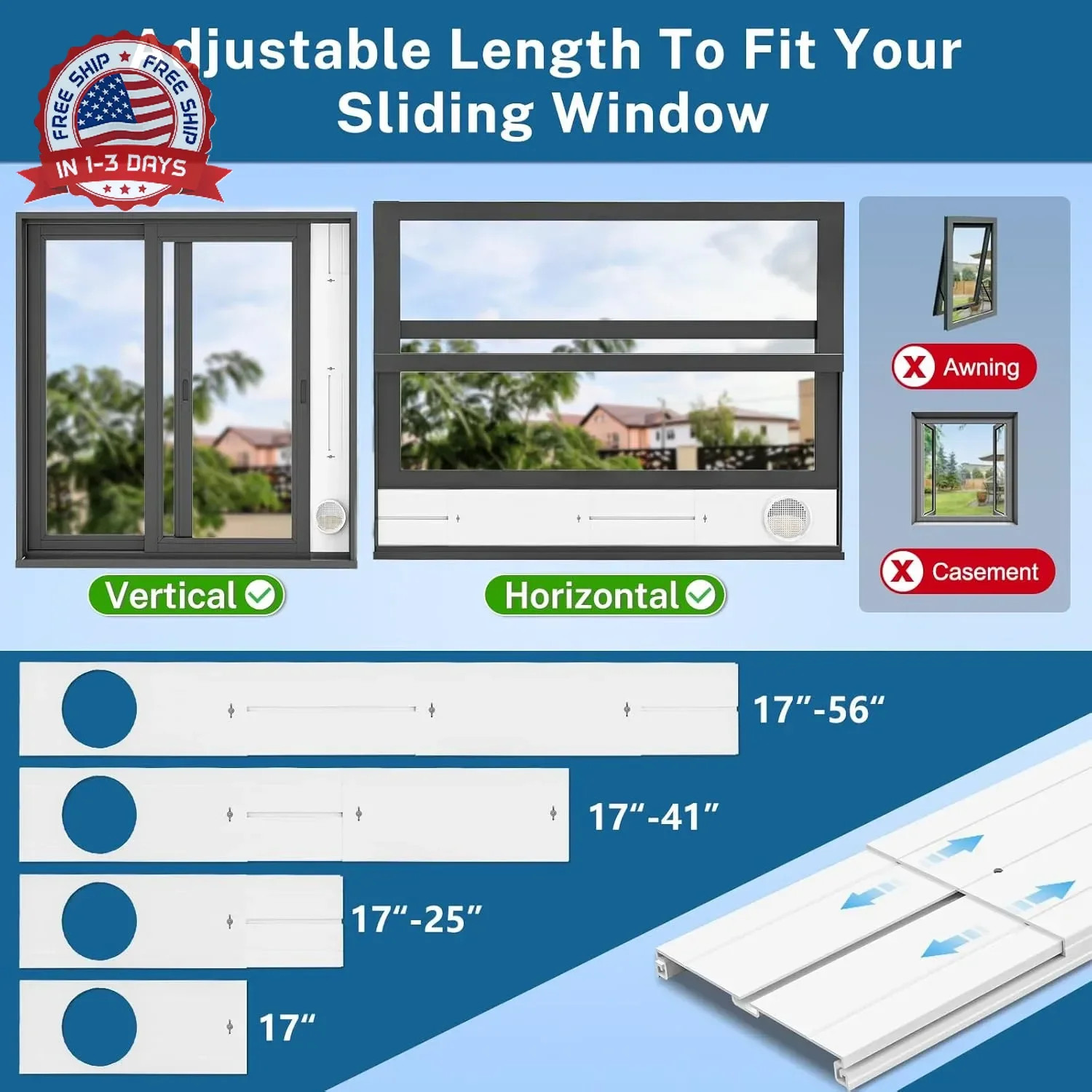 Insputer Portable ac Window Vent Kit with Universal Coupler, New Adjustable Air