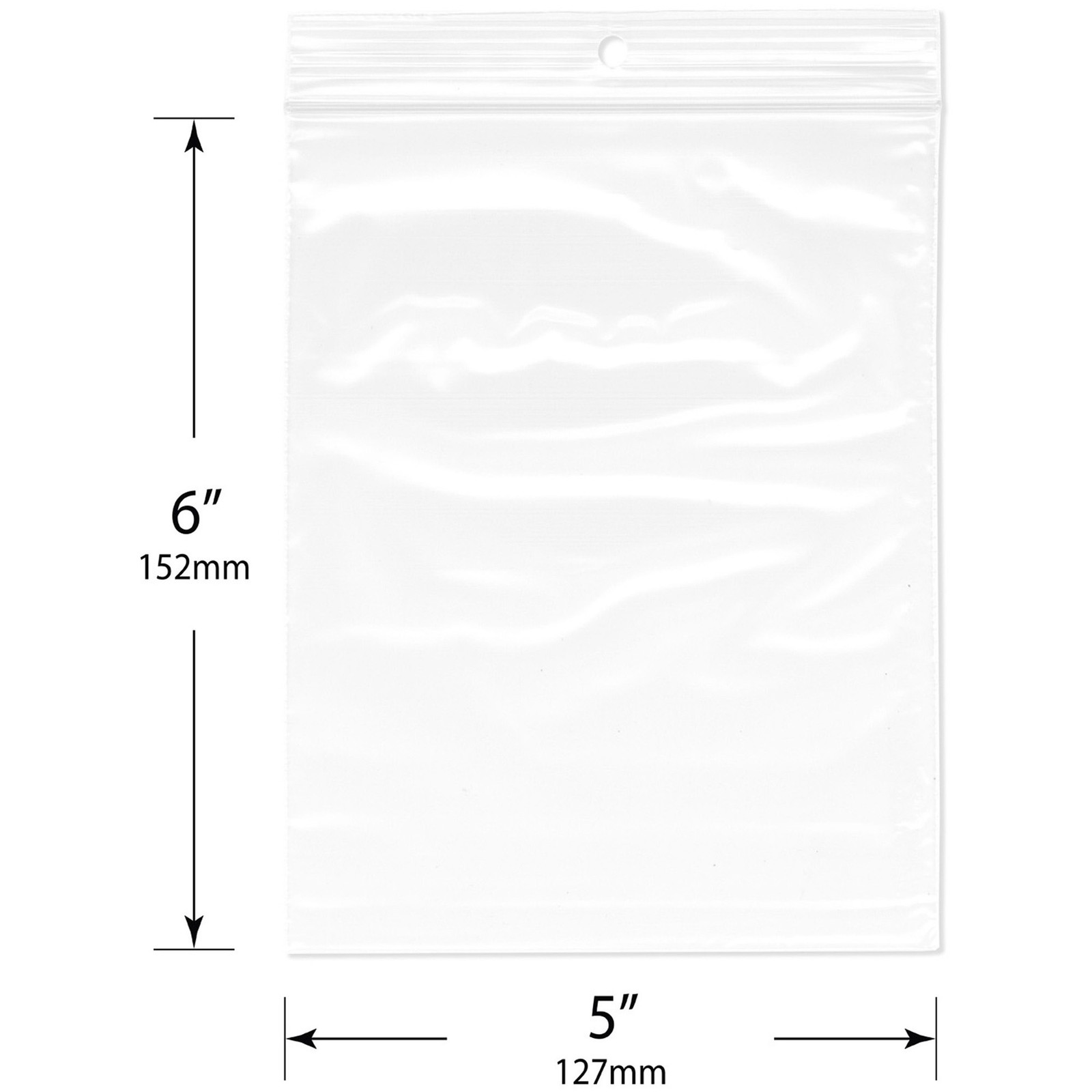 Plymor 5″ x 6″, 2 Mil with Hang-Hole Zipper Reclosable Plastic Bags