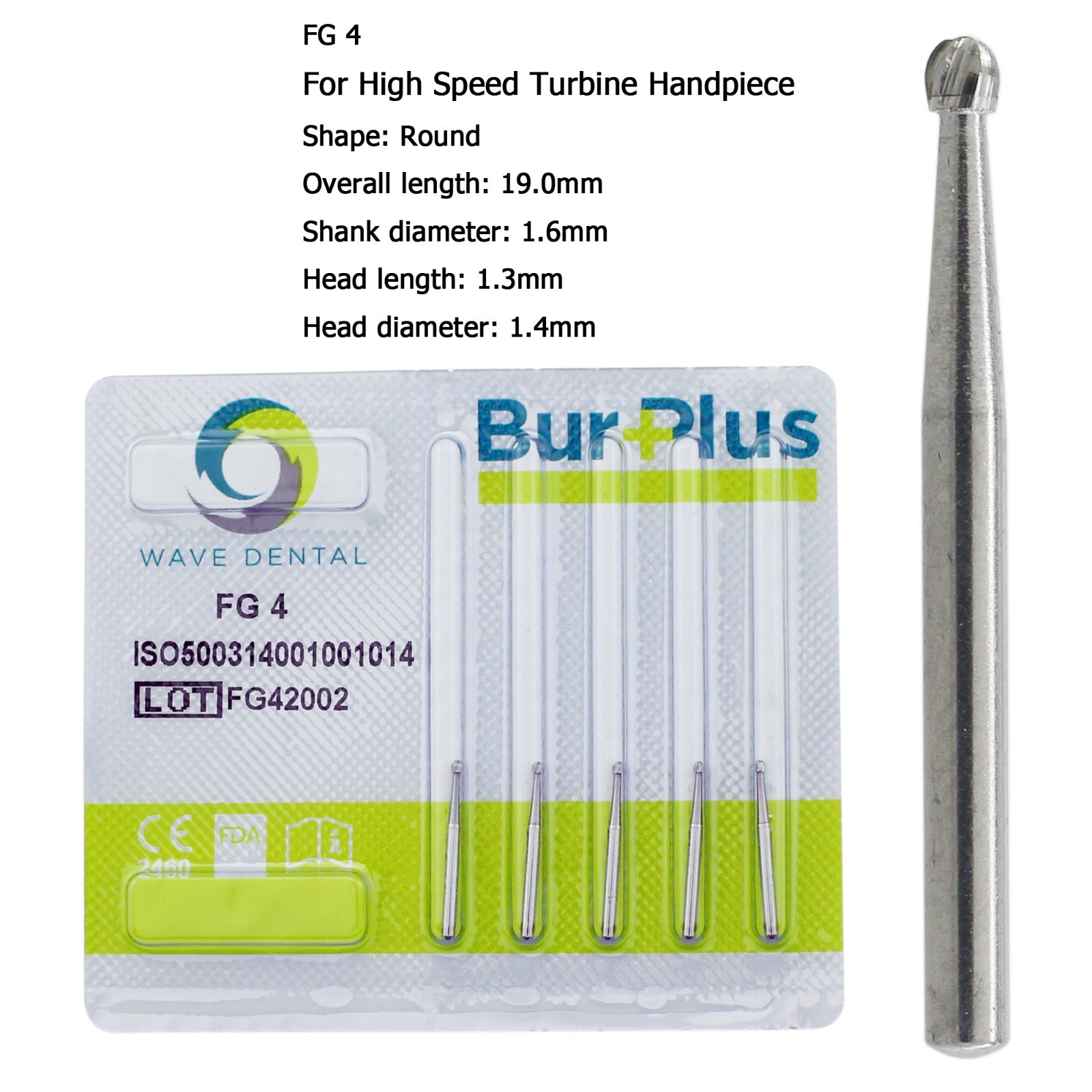 Wave Dental Carbide Burs Round Bur FG 330 1/4 2 6 8 557 High Speed Friction Grip