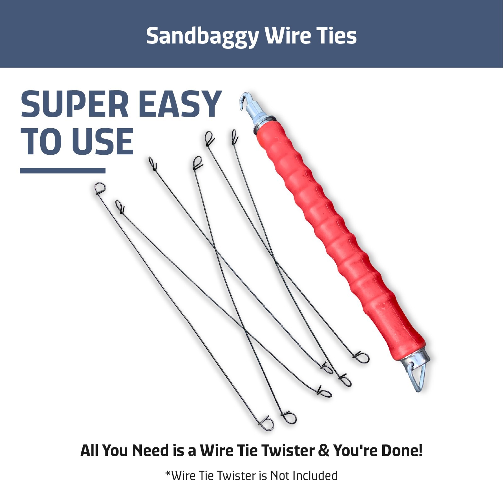 Sandbaggy Double Loop Rebar Wire Bar Ties – 12″ or 18 Inch Length – 16 Gauge
