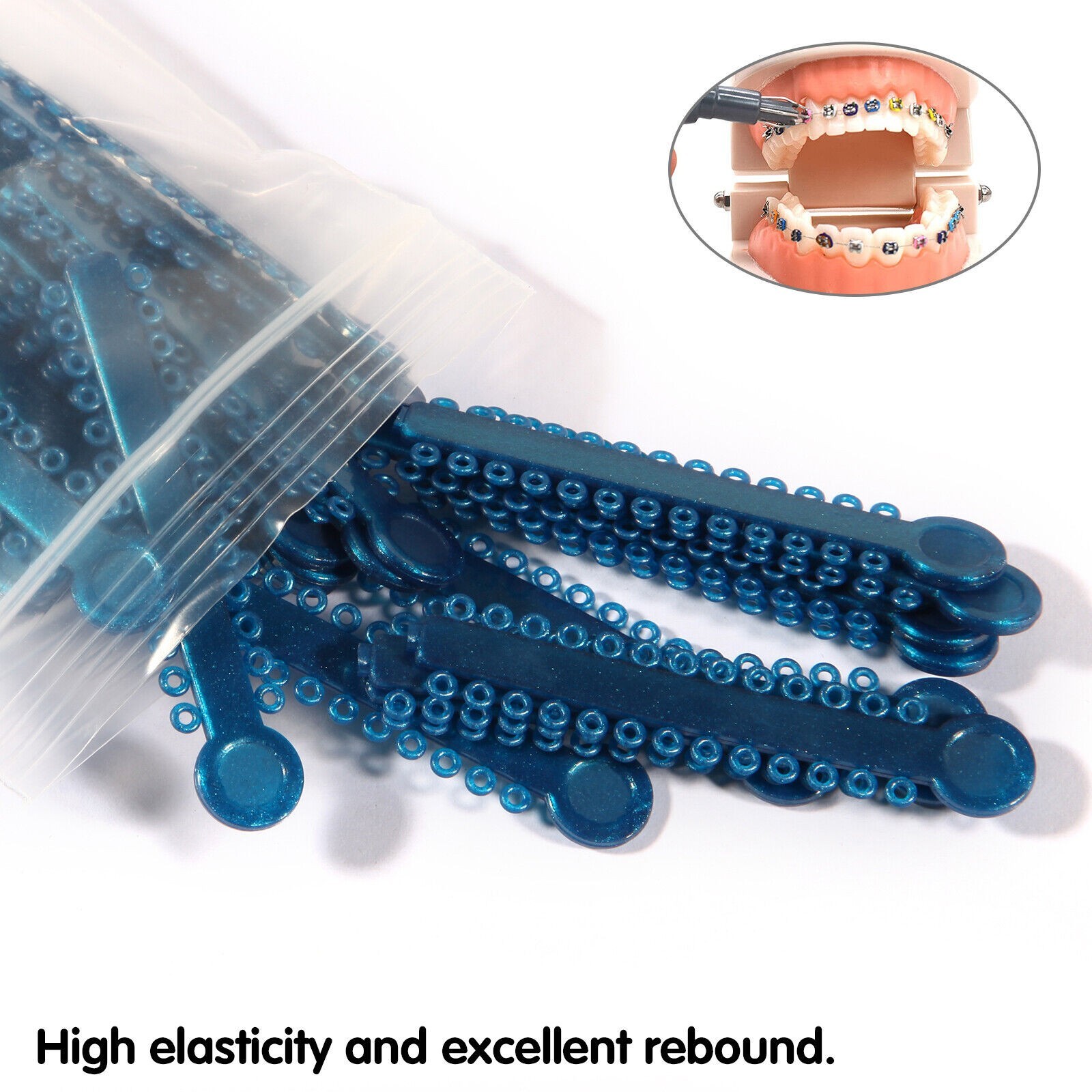 1040 Dental Orthodontic Ligature Ties Elastic Rubber Band Black/Rainbow Colors