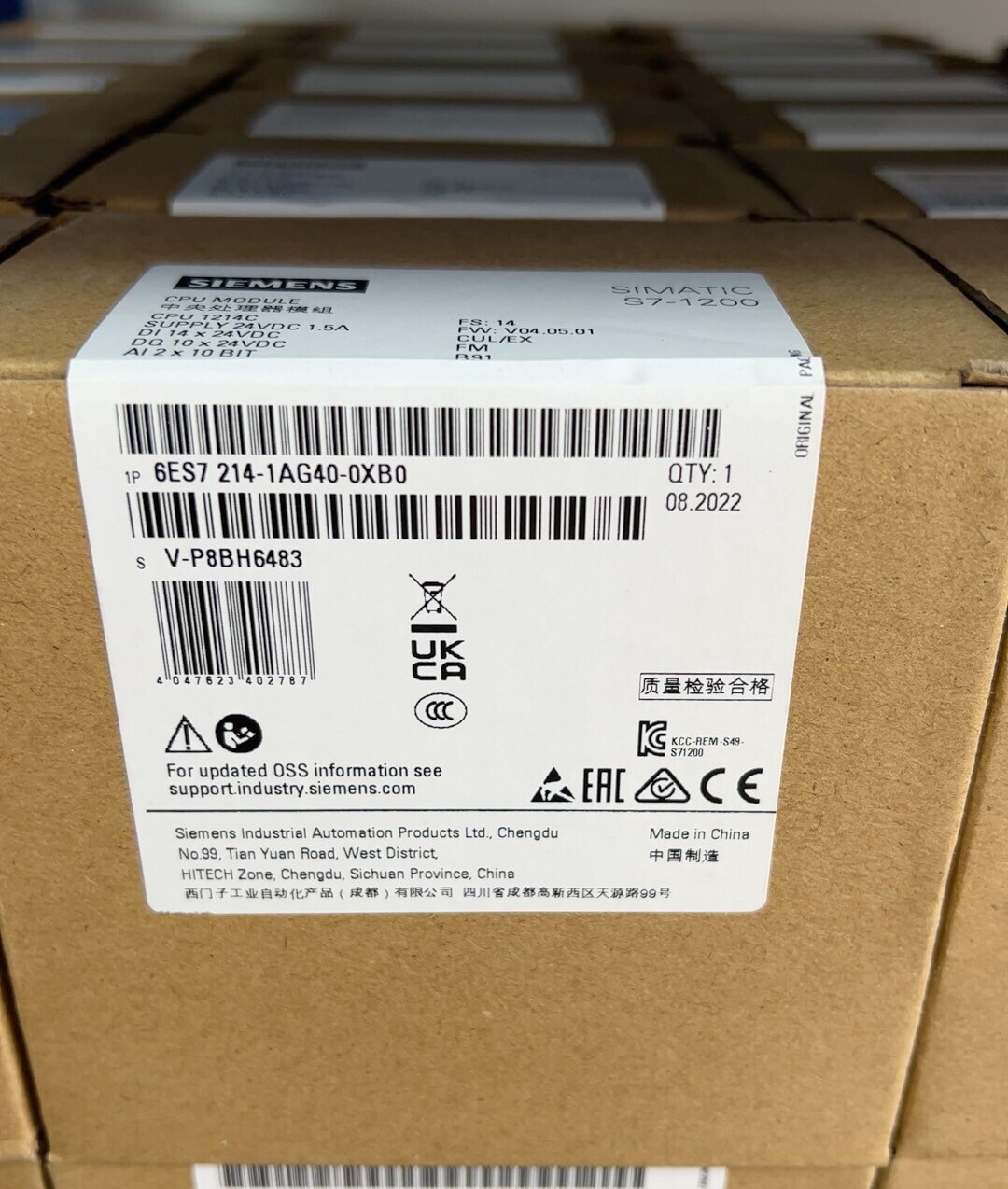 New Siemens 6ES7214-1AG40-0XB0 SIMATIC S7-1200 CPU 1214C Module Expedited Ship