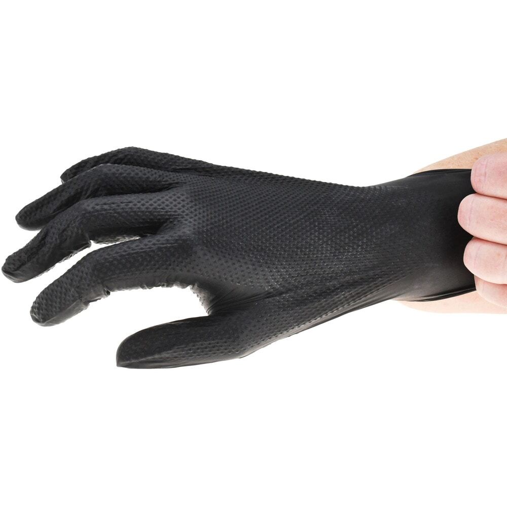 PRO-SAFE 50-Pack 8-mil Diamond-Texture Disposable Black Nitrile Gloves: Large