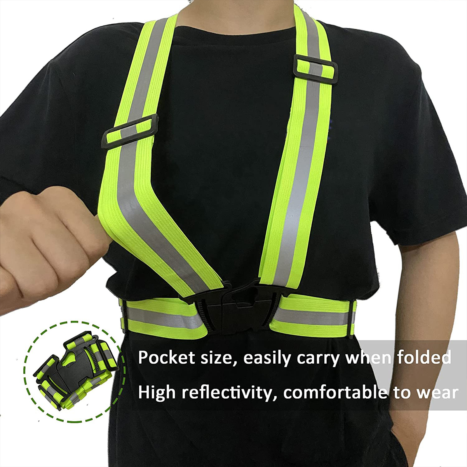 2PCS Safety Vest with High Visibility Reflective Belt Stripe Security Adjustable