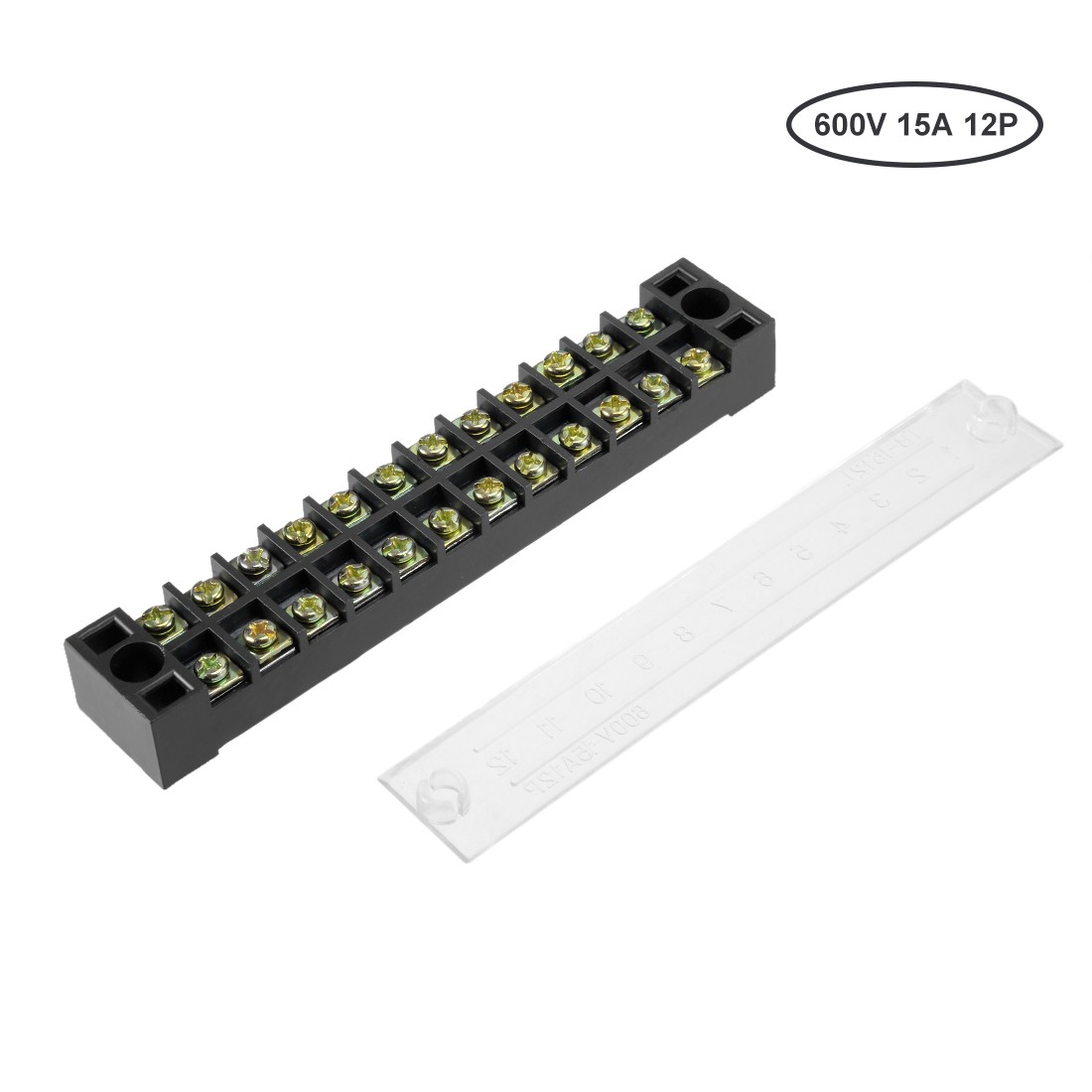 5Pack 12 Positions Dual Rows 600V 15A Cable Barrier Block Terminal Strip