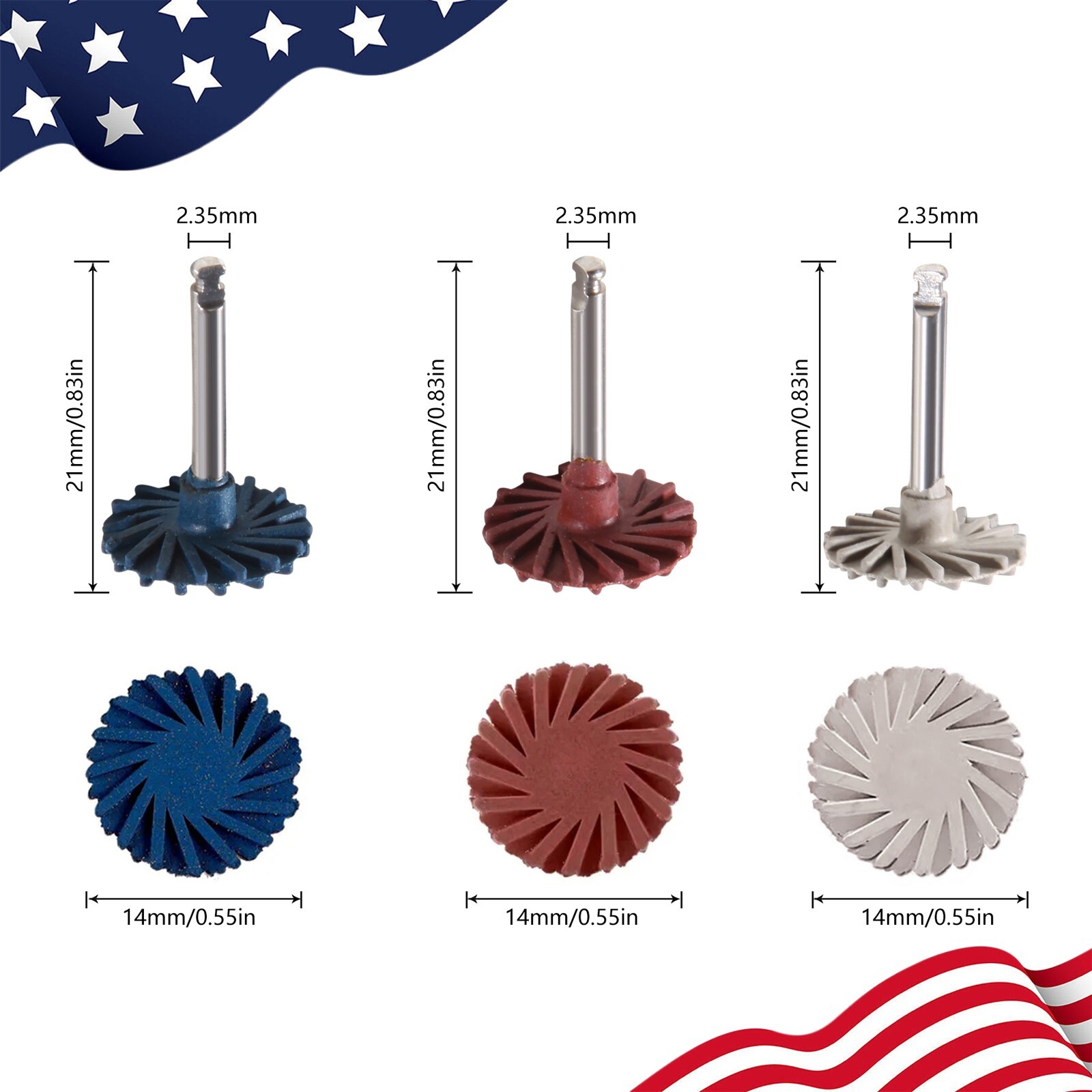 Dental Composite Polishing Kit Diamond RA Polisher Burs For Contra Angle 2.35mm