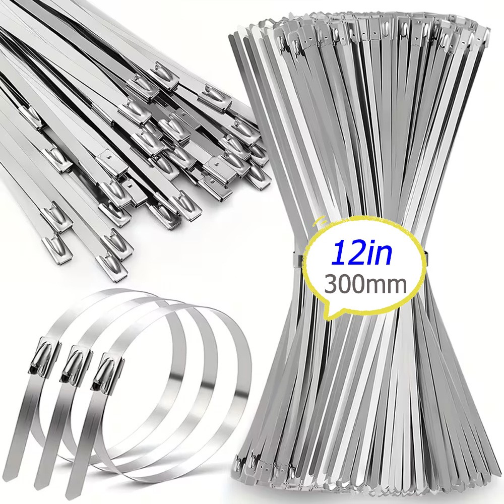 304 Stainless Steel Metal Zip Ties Heavy Duty Self Locking Cable Ties 198-400lbs