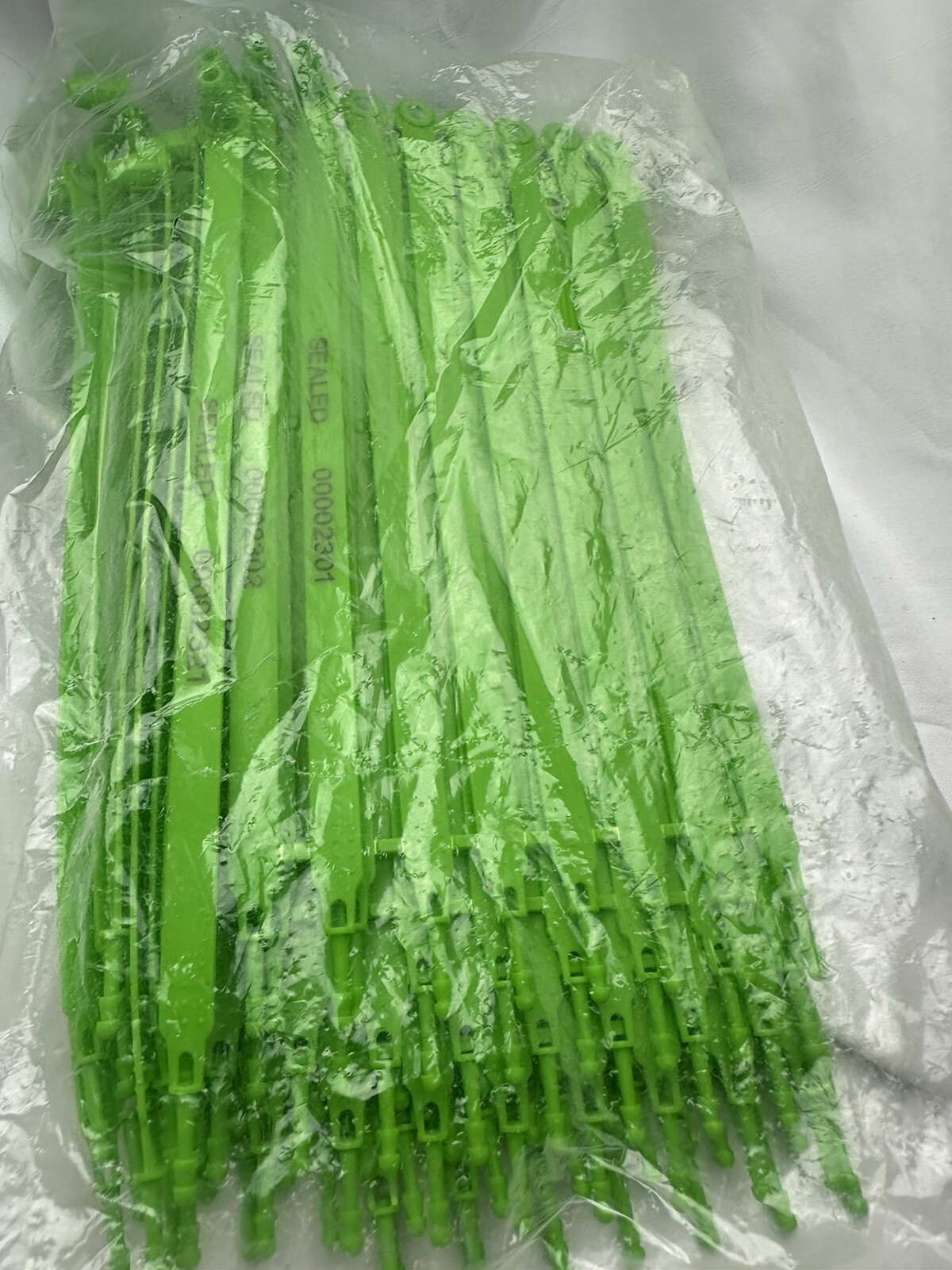 New 100 Faleya Security Seal Plastic Seals Signage Numbered Green