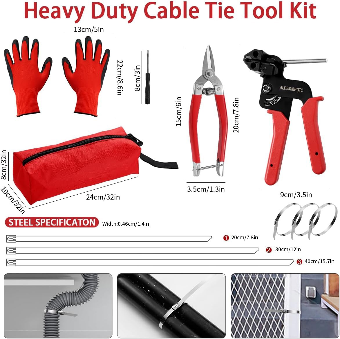 Metal Zip Ties Gun Set With 150pcs Stainless Steel Zip Ties Heavy Duty Outdoor