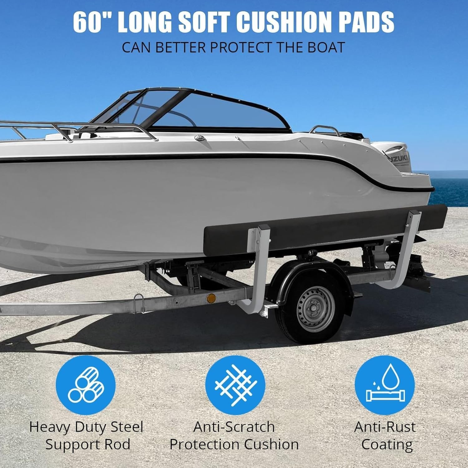 2PCS Boat Trailer Bunk Board Guide ons 60″ Rail Guides Makes Loading Boat US
