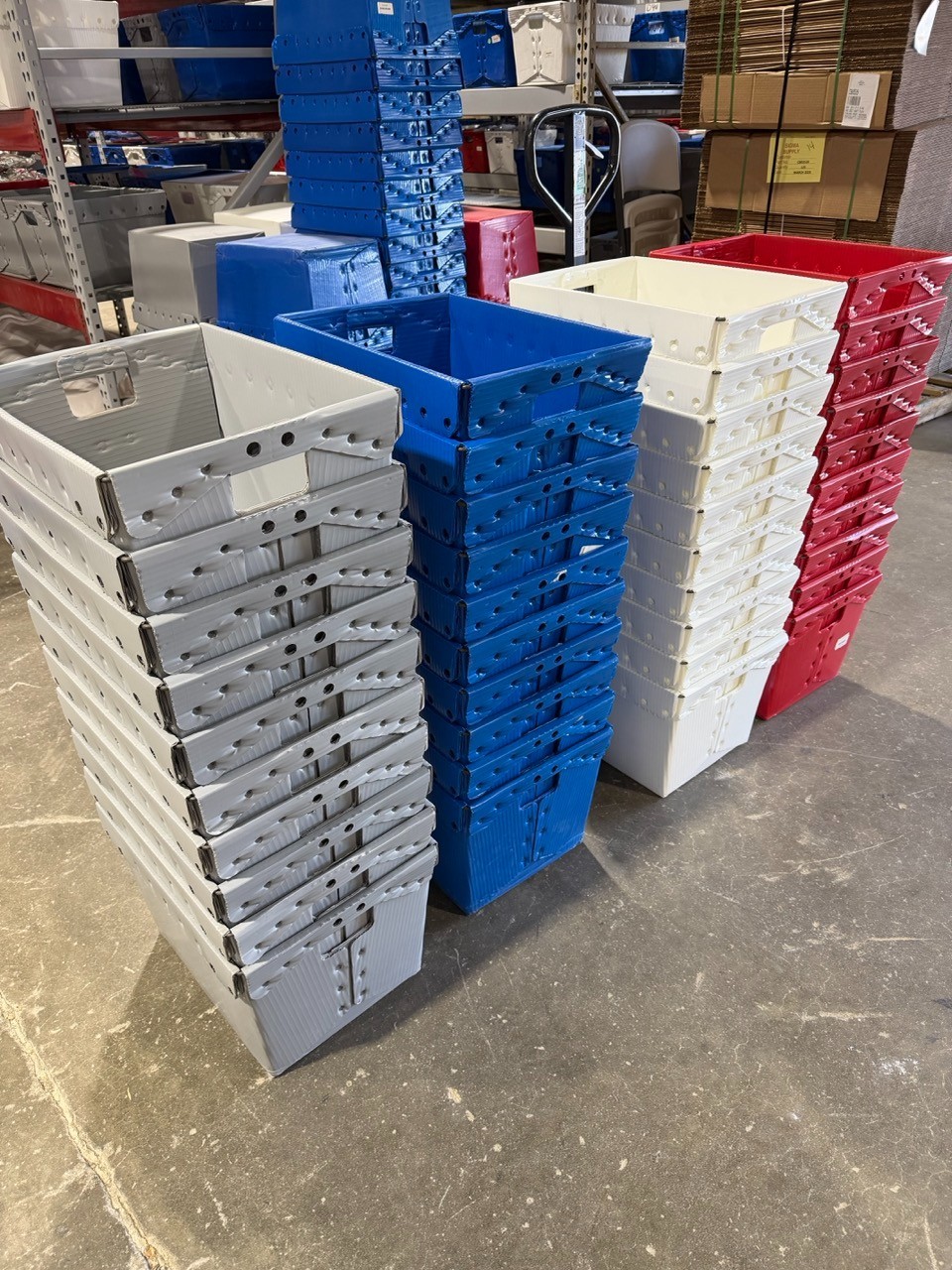 Lot of 10 Corrugated Plastic Postal Mail Type Totes Bin 18.5″L x 13.5″W x 11.5″H