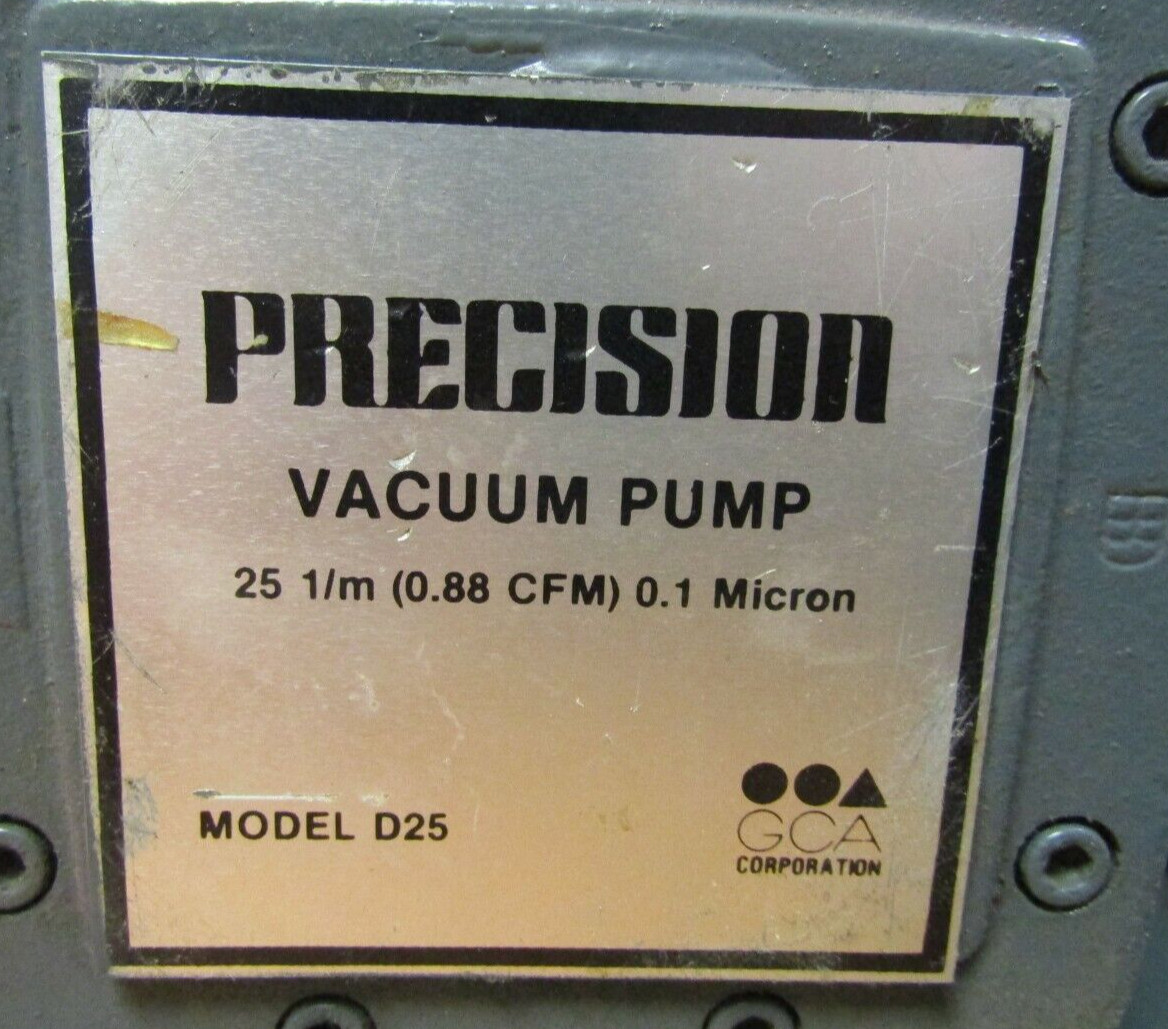 😎 PRECISION D25 BELT-DRIVEN VACUUM PUMP 1/3 HP 120 VAC 1725 RPM 0.9CU FT/MIN
