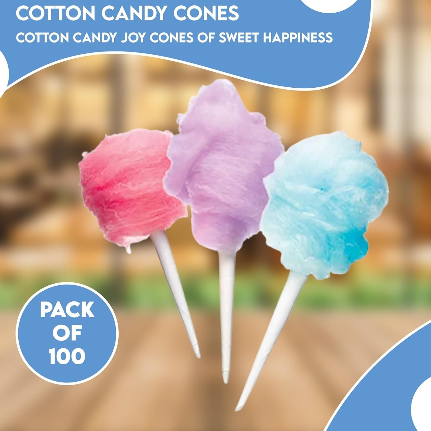 High-Quality 11 Inch Cotton Candy Cones – 100 Count for Sweet Celebrations
