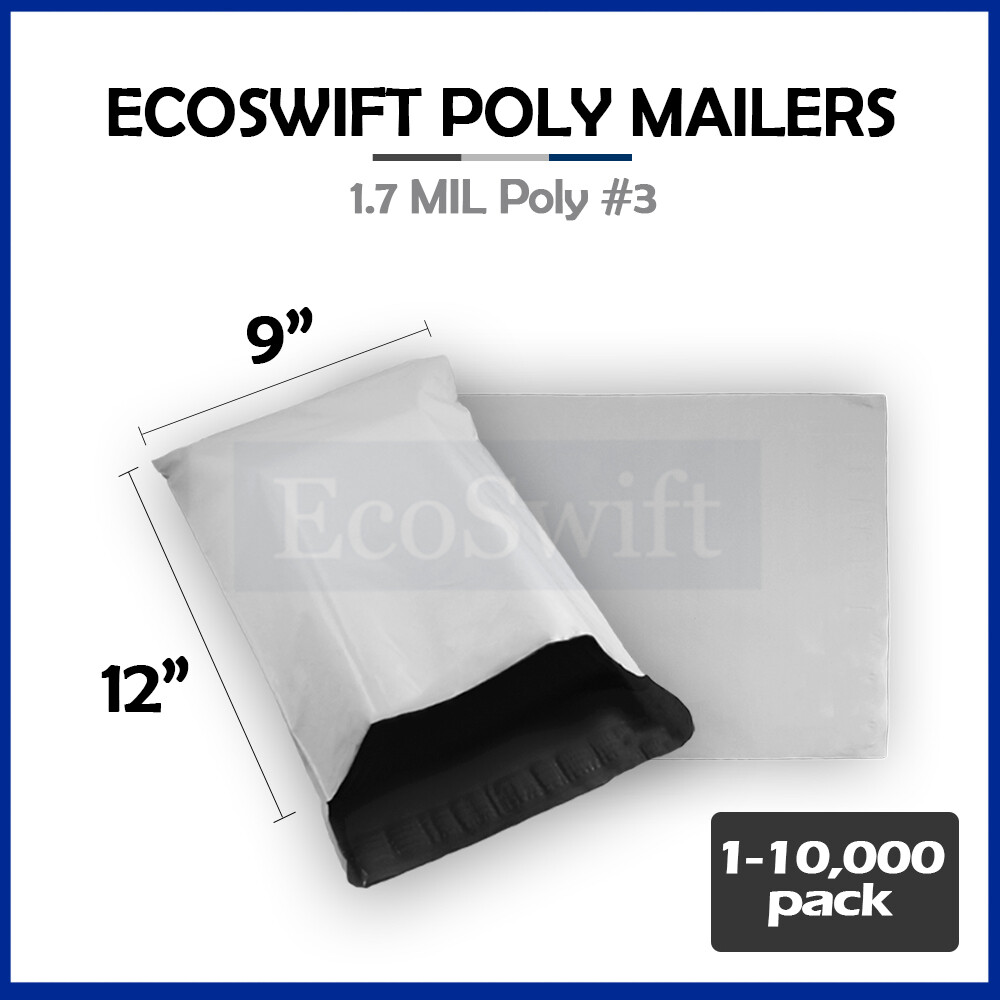 1-10000 9 x 12 “EcoSwift” Poly Mailers Envelopes Plastic Shipping Bags 1.70 MIL